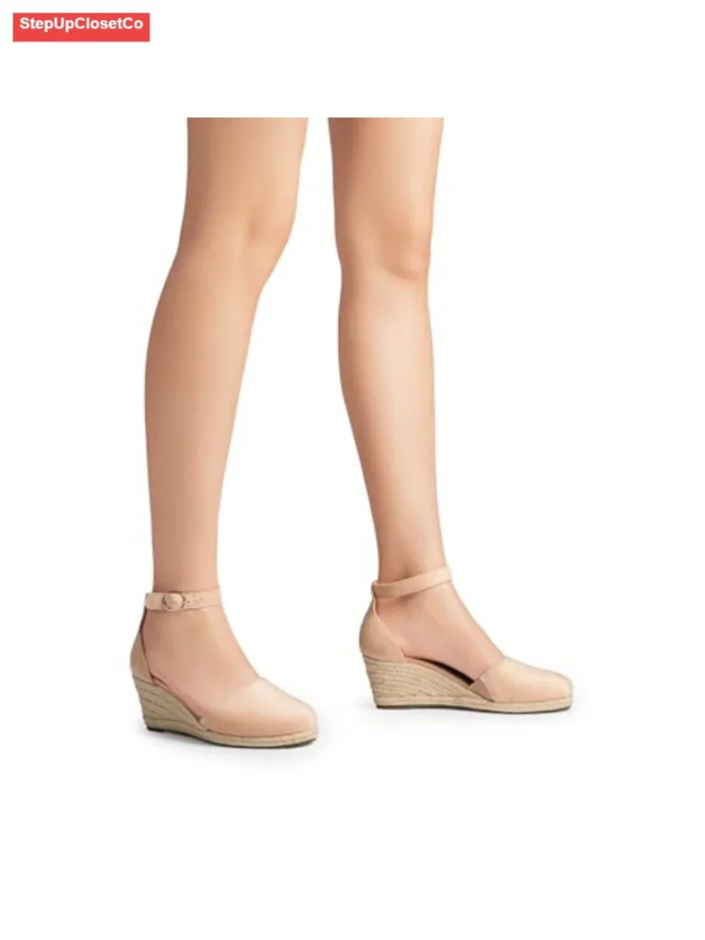 Closed Toe Ankle Strap Platform Wedge Sandals with Faux Suede Upper